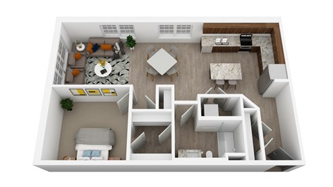 Floor plan for 1 bed, 1 bath, 819 sqft